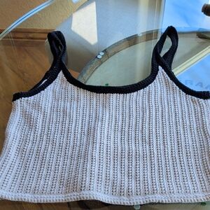 Madewell Black and White Striped Crop Top